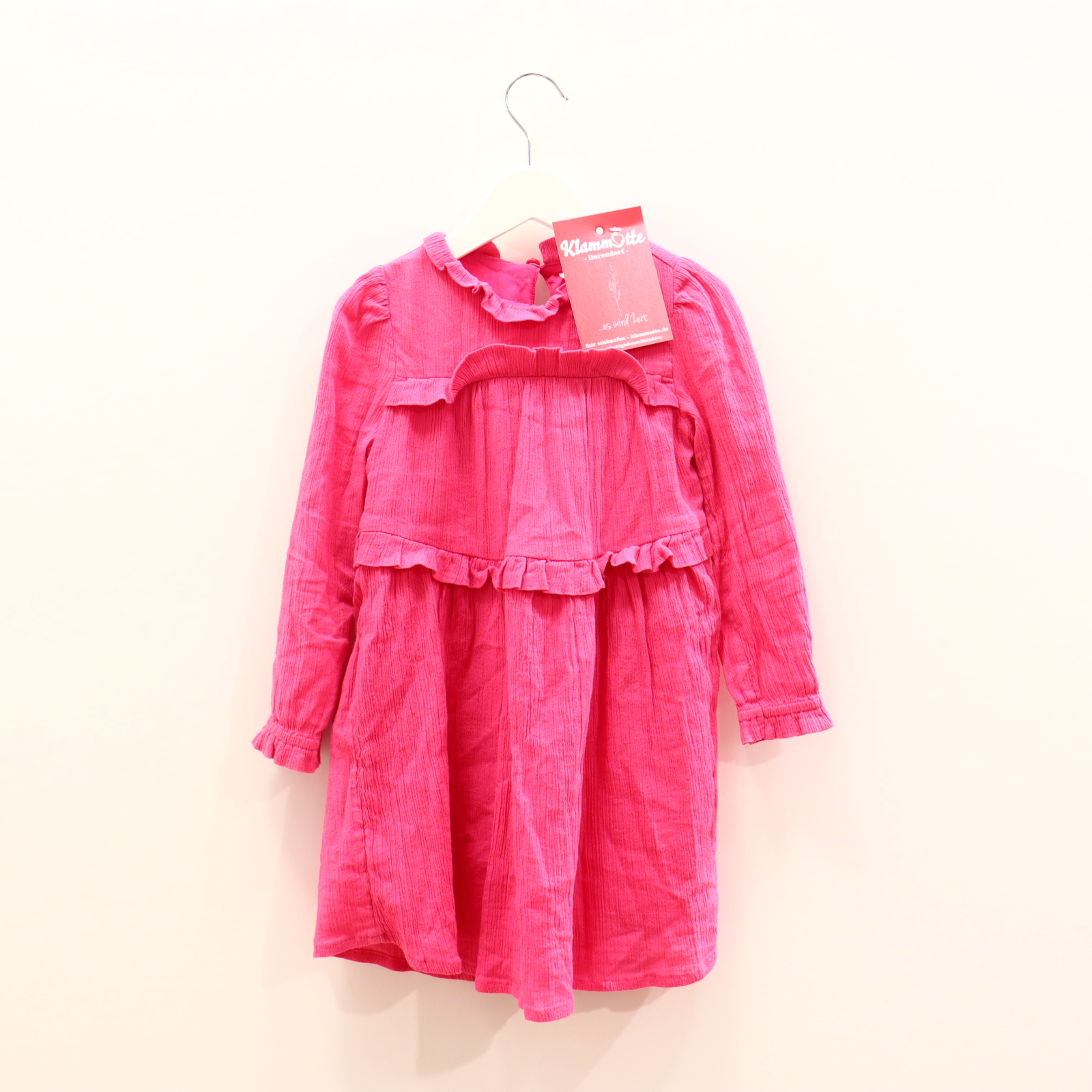 Kleider & Röcke HEMA Kleid 98 pink Volants Baumwolle/Modal/Seersucker Knopf