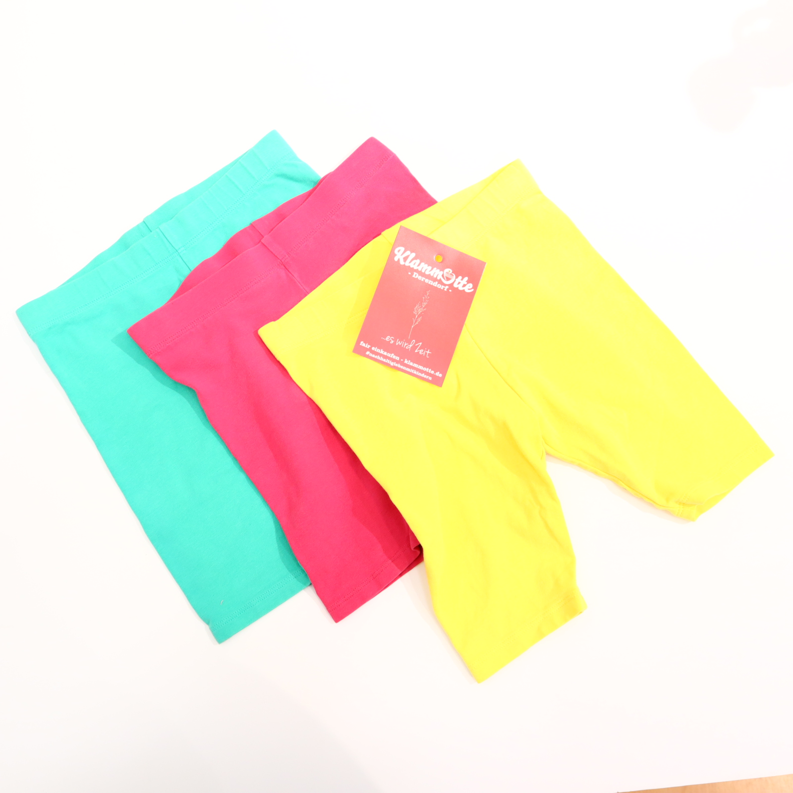 Hose next Jerseyhose/Short/3er Set 116 gelb/grün/pink Baumwolle/Elasthan Gummibandzug