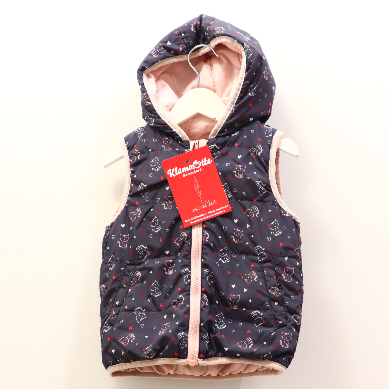 Jacke Topolino Steppweste 92 grau/rosa Alloverprint/Applikation wendbar