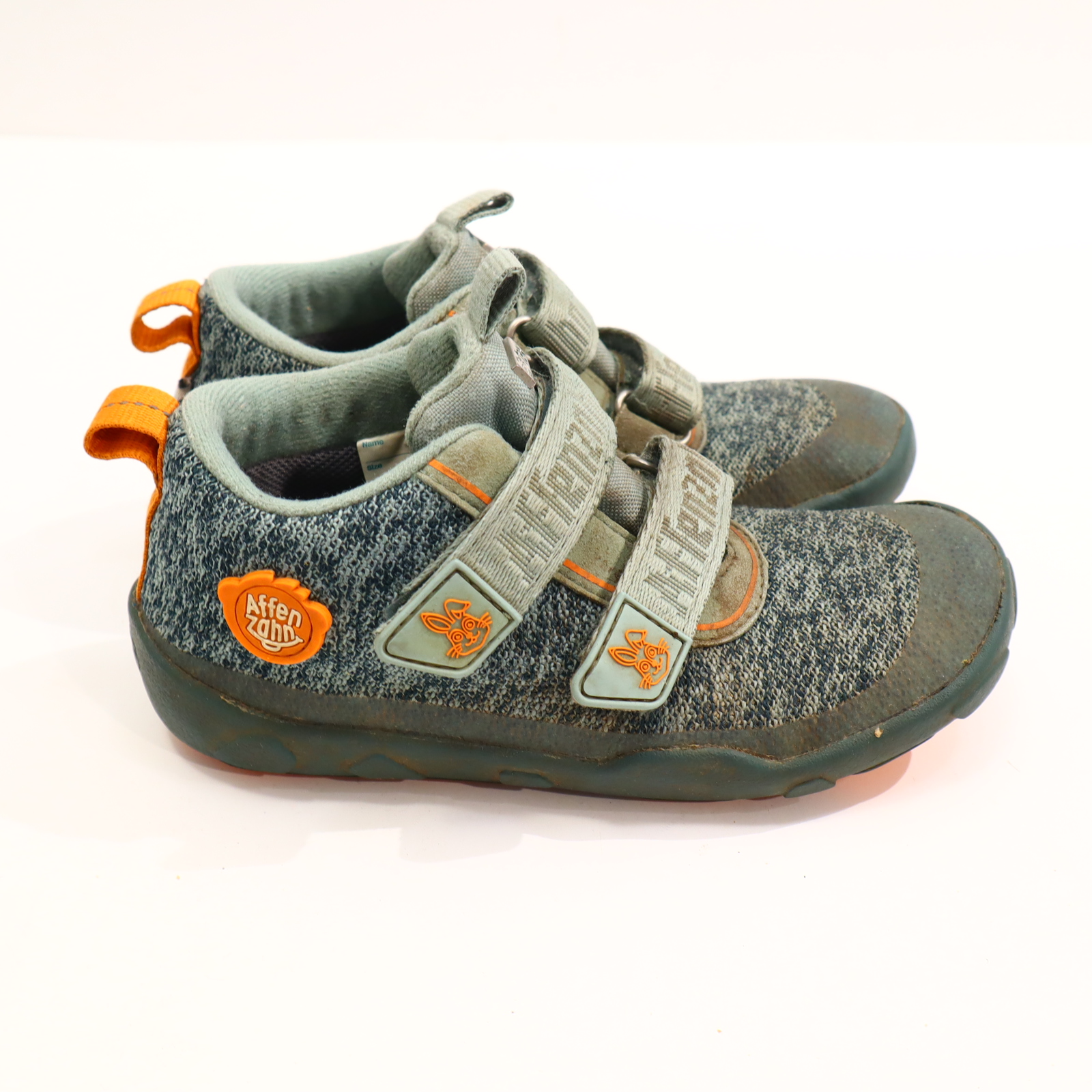Halbschuhe AFFENZAHN Barfußschuhe/Klett 30 M orange/salbei Knit/TEX Herbst/Übergang leichte gleichmäßige Ablaufspuren