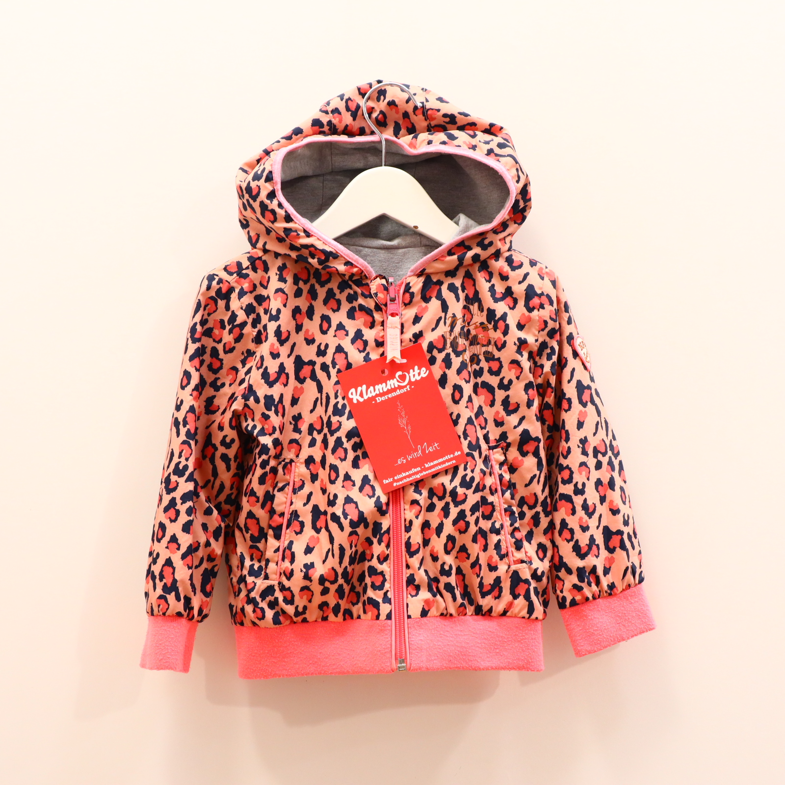 Jacke noppies Blouson 92 apricot/blau/grau/rosa Frühjahr/Sommer Animalprint/Applikation/Print wendbar
