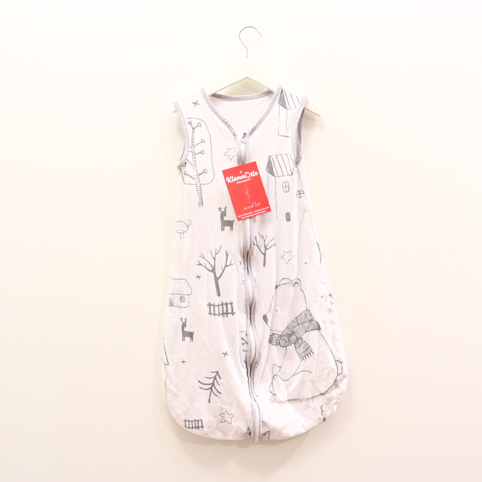 Schlafsack 6-18 Mon. grau/weiß Alloverprint Baumwolle