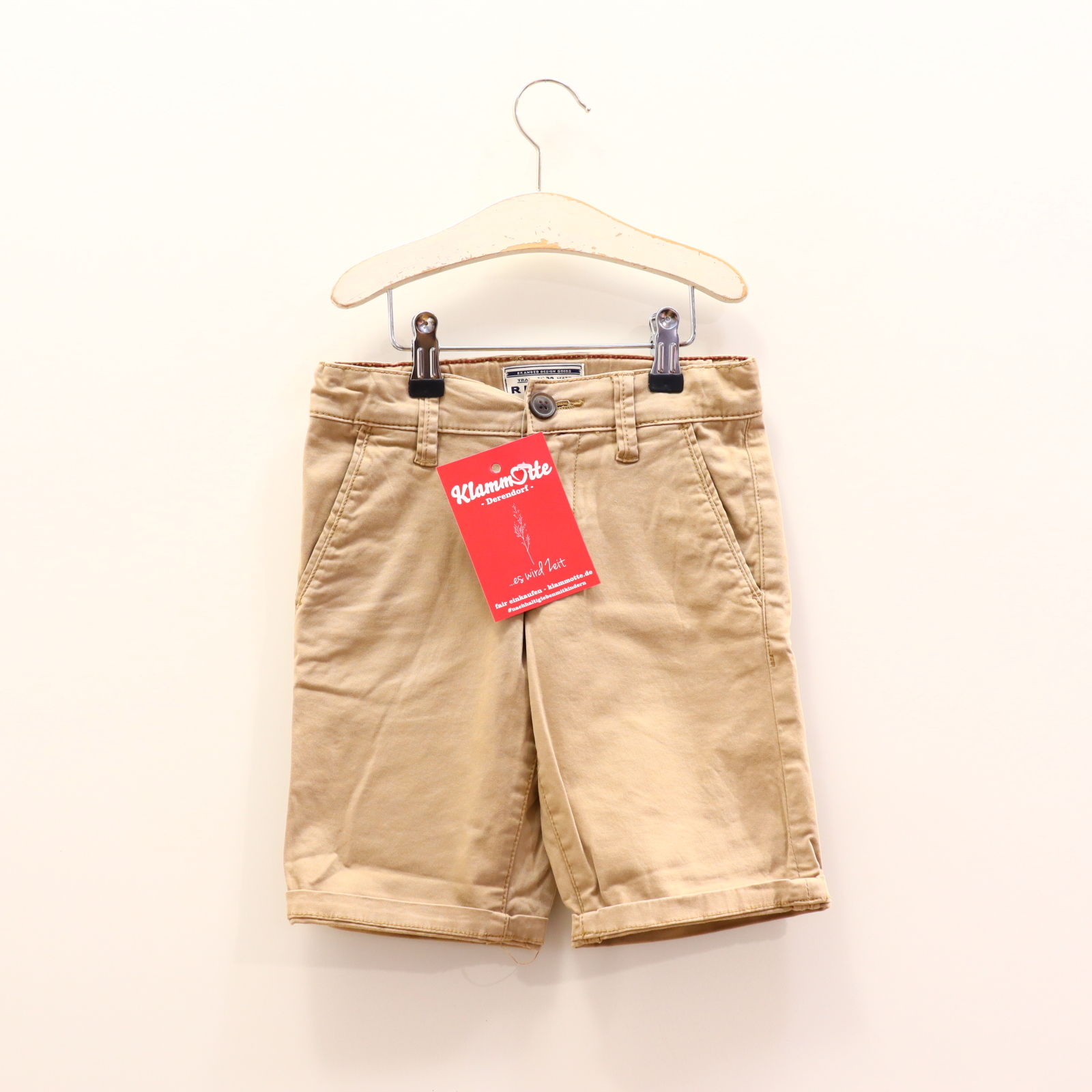 Hose review 122 Short sand Knopf/Reißverschluß/verstellb. Bund Baumwolle/Elasthan/Twill