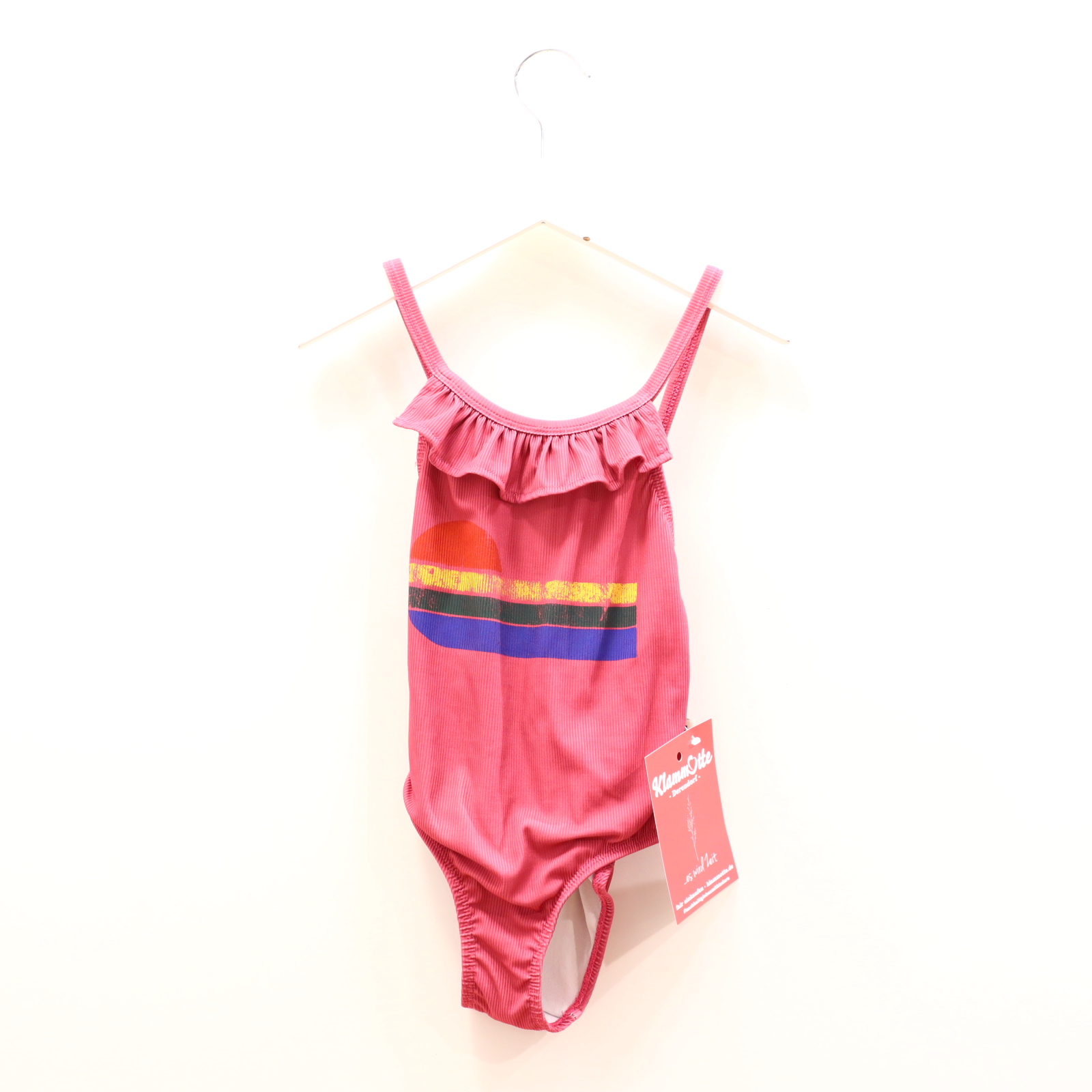 Bademode piupiuchick Badeanzug 116 weinrot Print/Rippstrick/Volants