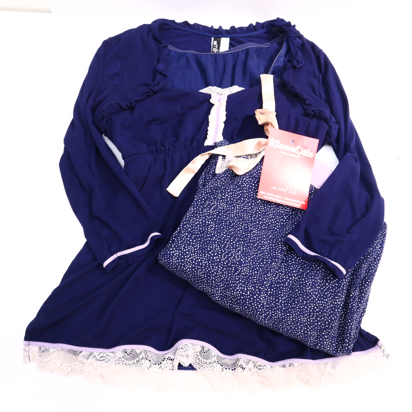 Schlafbekleidung Schlafanzug/Stillen HOT milk M/38/40 Baumwolle blau/Flieder