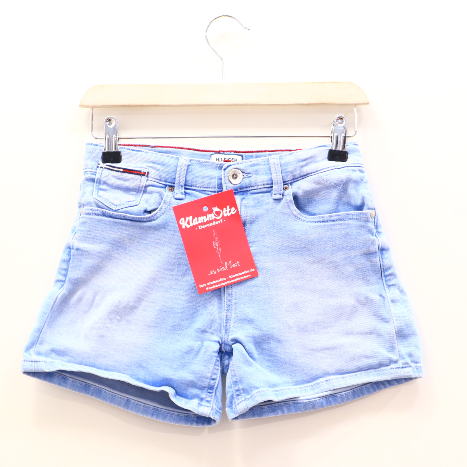 Hose TOMMY HILFIGER Jeans/Short 152 blau Denim Knopf/Reißverschluß/verstellb. Bund