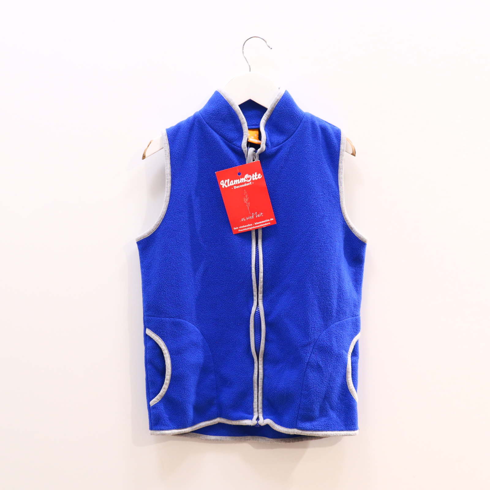 Oberteil dm Gr. 134/Gr. 140 Fleecejacke/Weste blau Polyester Stehkragen