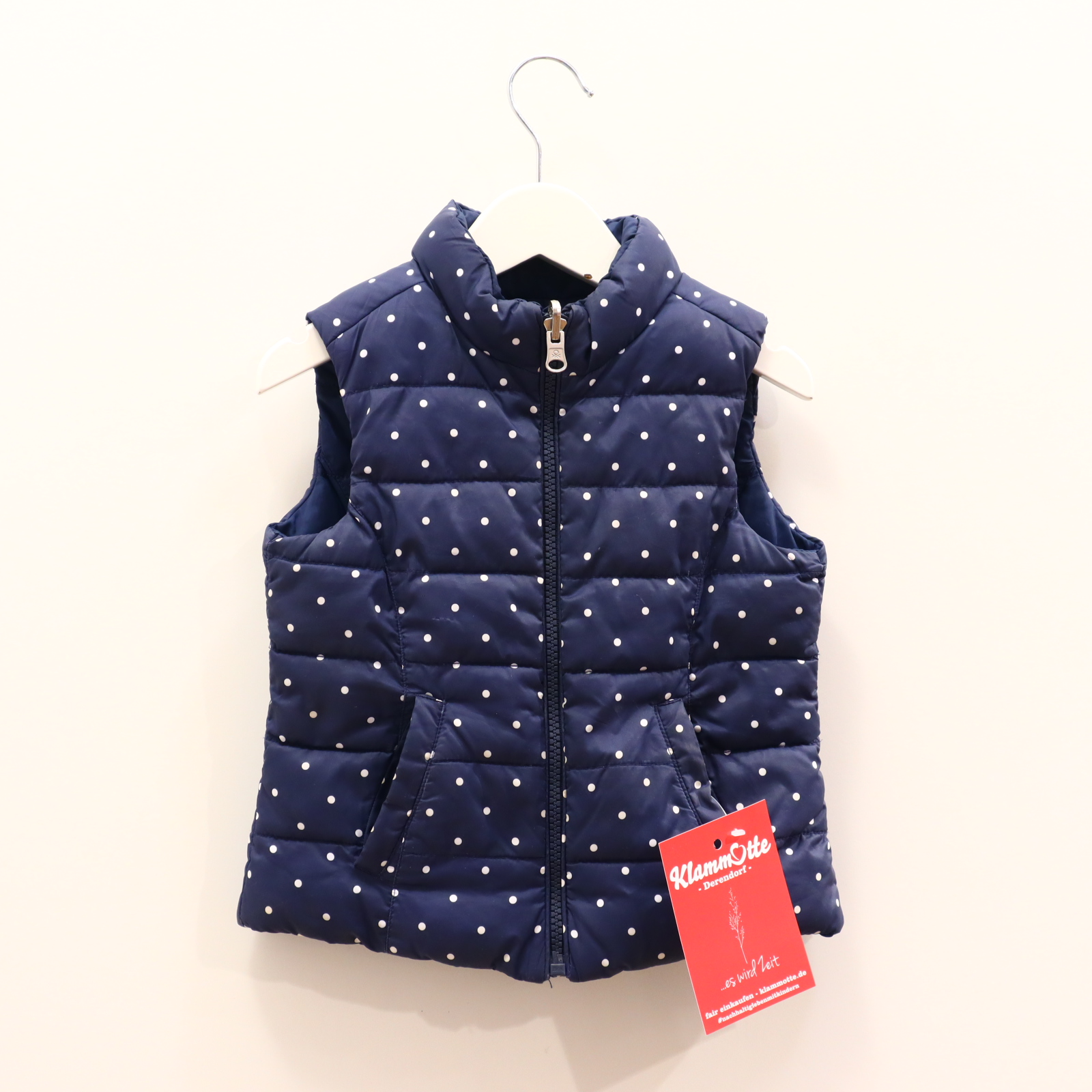 Jacke BENETTON Steppweste 92 blau Punkte wendbar