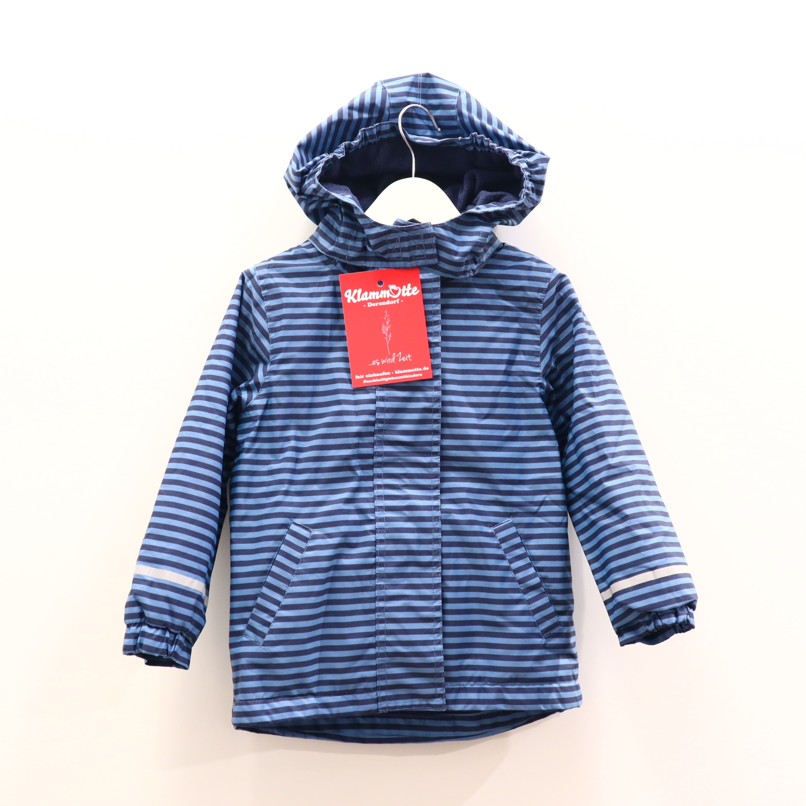 Jacke TCM 98/104 blau gestreift Regenjacke Fleecefutter Herbst/Winter