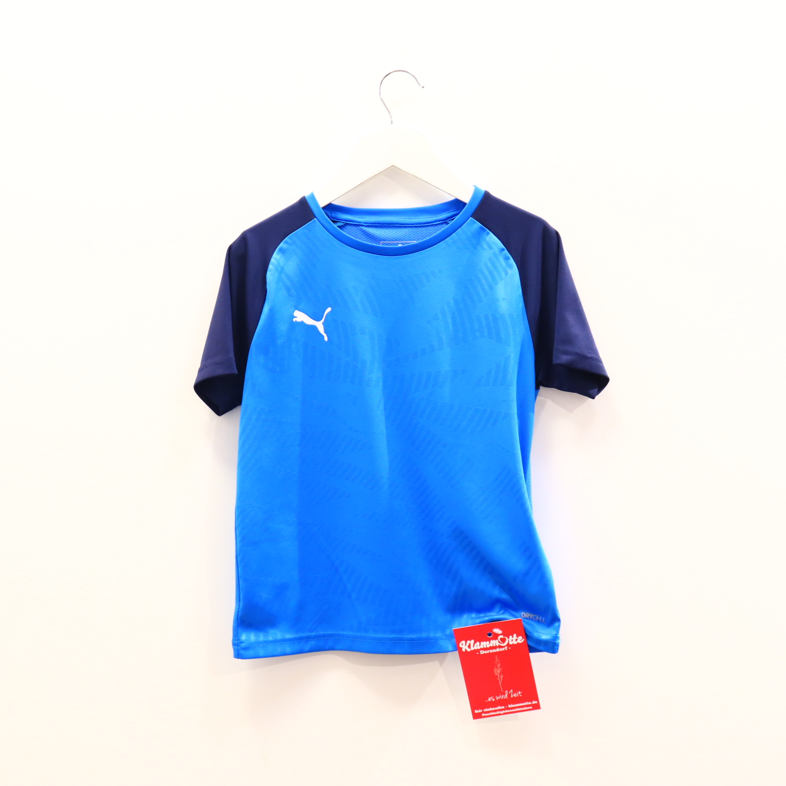 Oberteil PUMA Gr. 128 kurzarm/Sportshirt blau Polyester Logo/Print