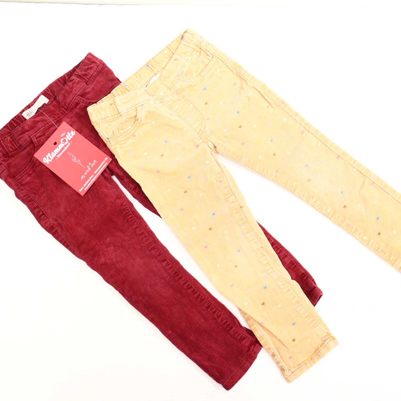 Hose H&M Tregging/2er Set 98 bordeaux/sand Allover Print Cord Gummibandzug/verstellb. Bund