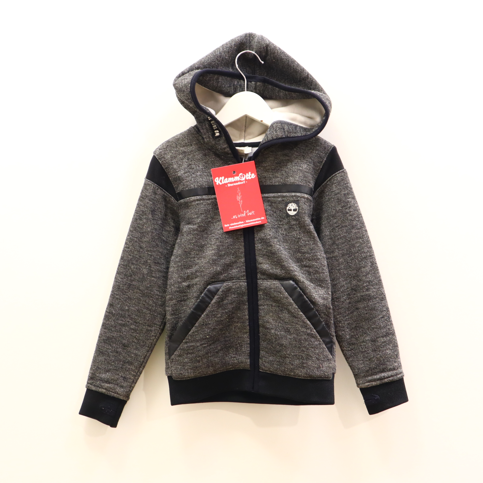 Oberteil Timberland Gr. 116 Kapuzenjacke grau Polyester Logo/melange/Print