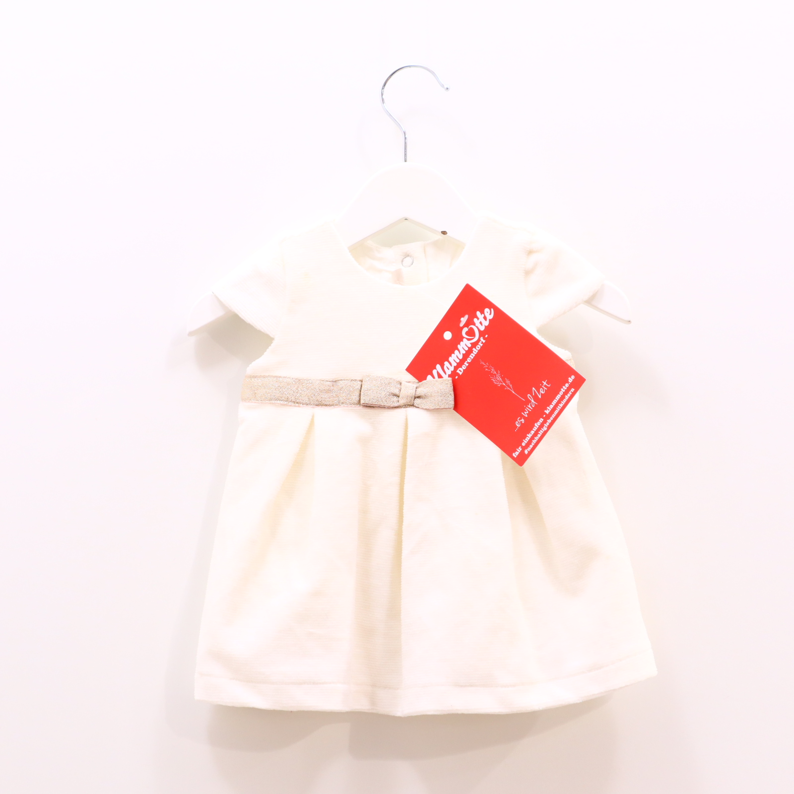 Kleider & Röcke chicco 56 creme Glitzer/Schleife Samtkleid Baumwolle/Elasthan/Polyester