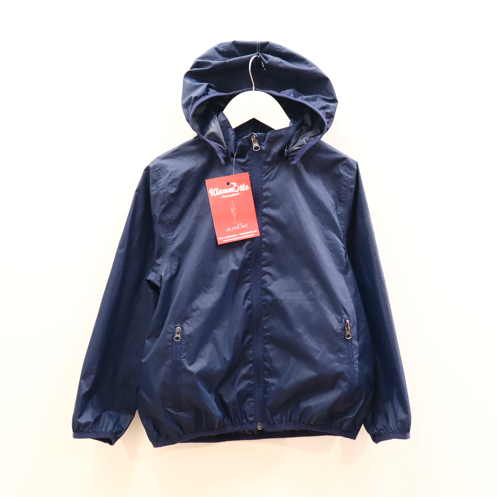 Jacke TCM 122/128 blau Regenjacke/Windjacke abnehmb. Kapuze/verstaubar!