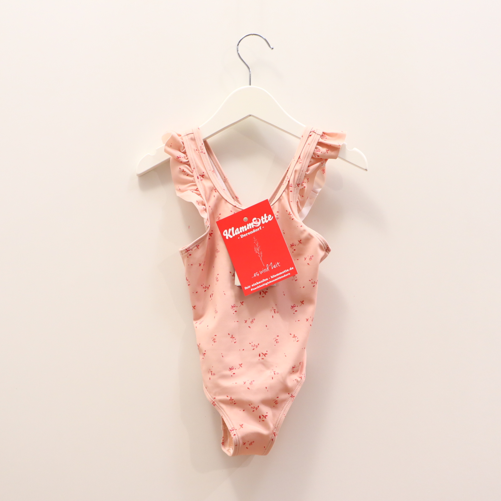 Bademode TCM Badeanzug 98/104 rosa Alloverprint/Blumen/Volants NEU!