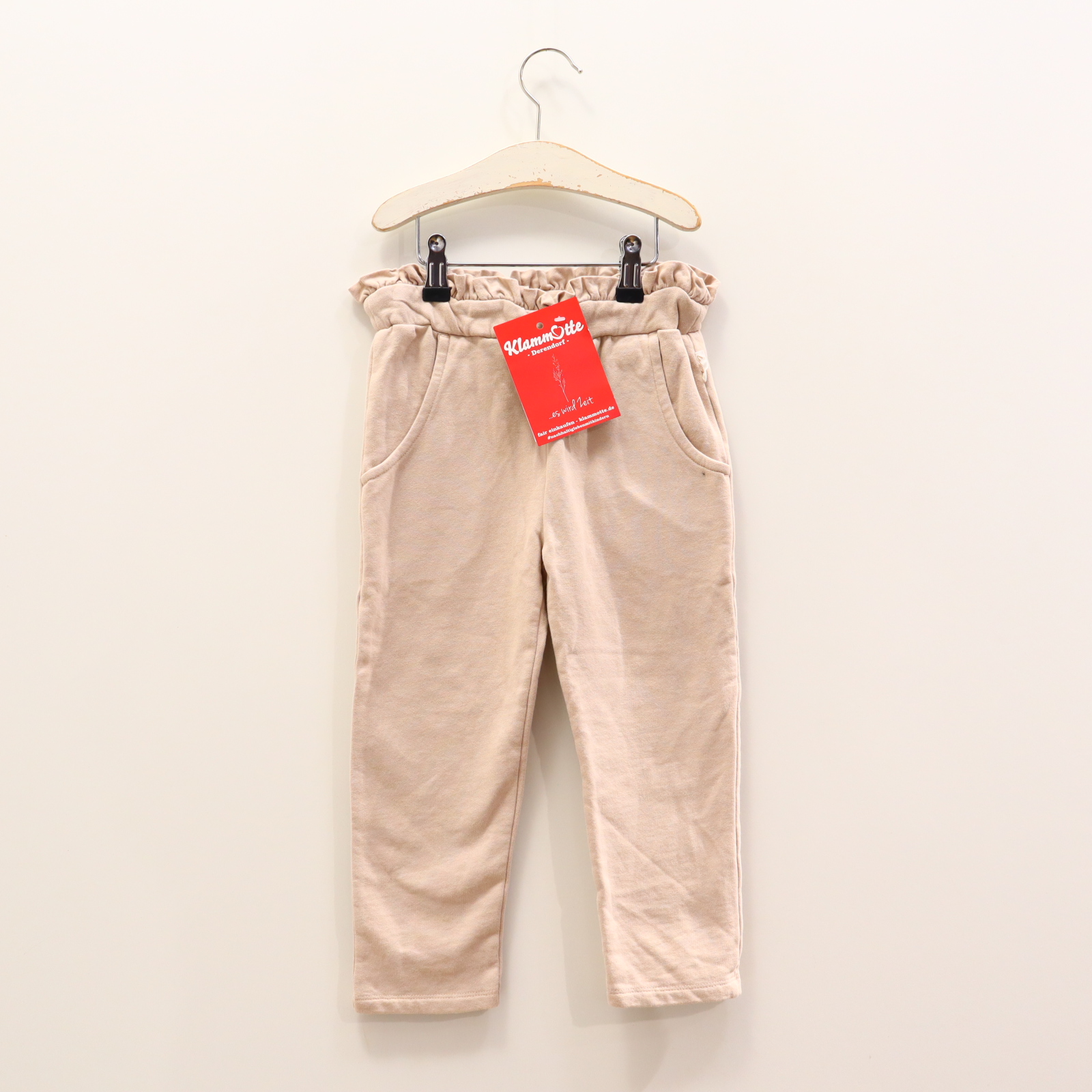 Hose leevje Jogger 98/104 sand Biobaumwolle/Sweat Gummibandzug/verstellb. Bund