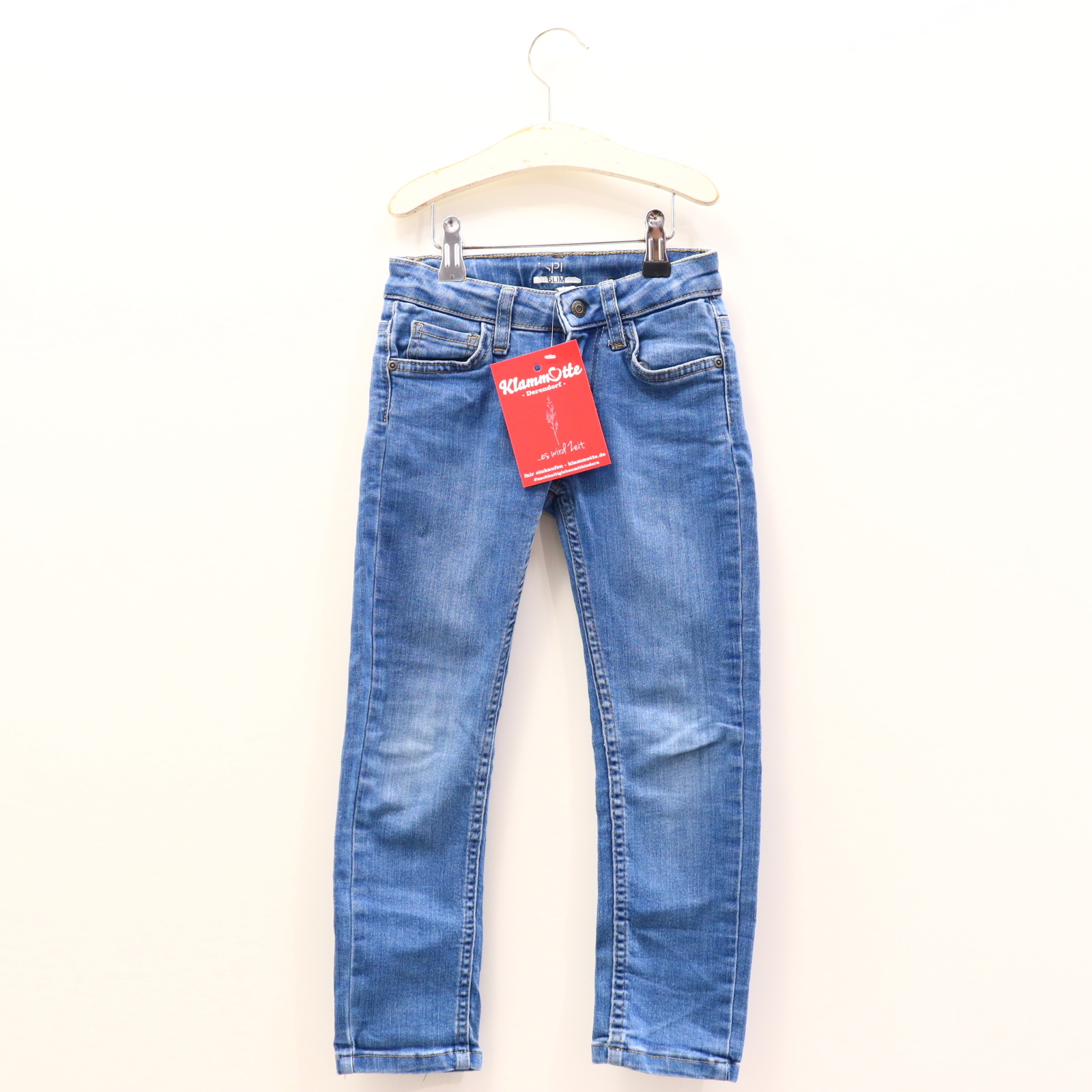 Hose ESPRIT Jeans 116 blau Denim Reißverschluß/Schiebeknopf/verstellb. Bund Slim