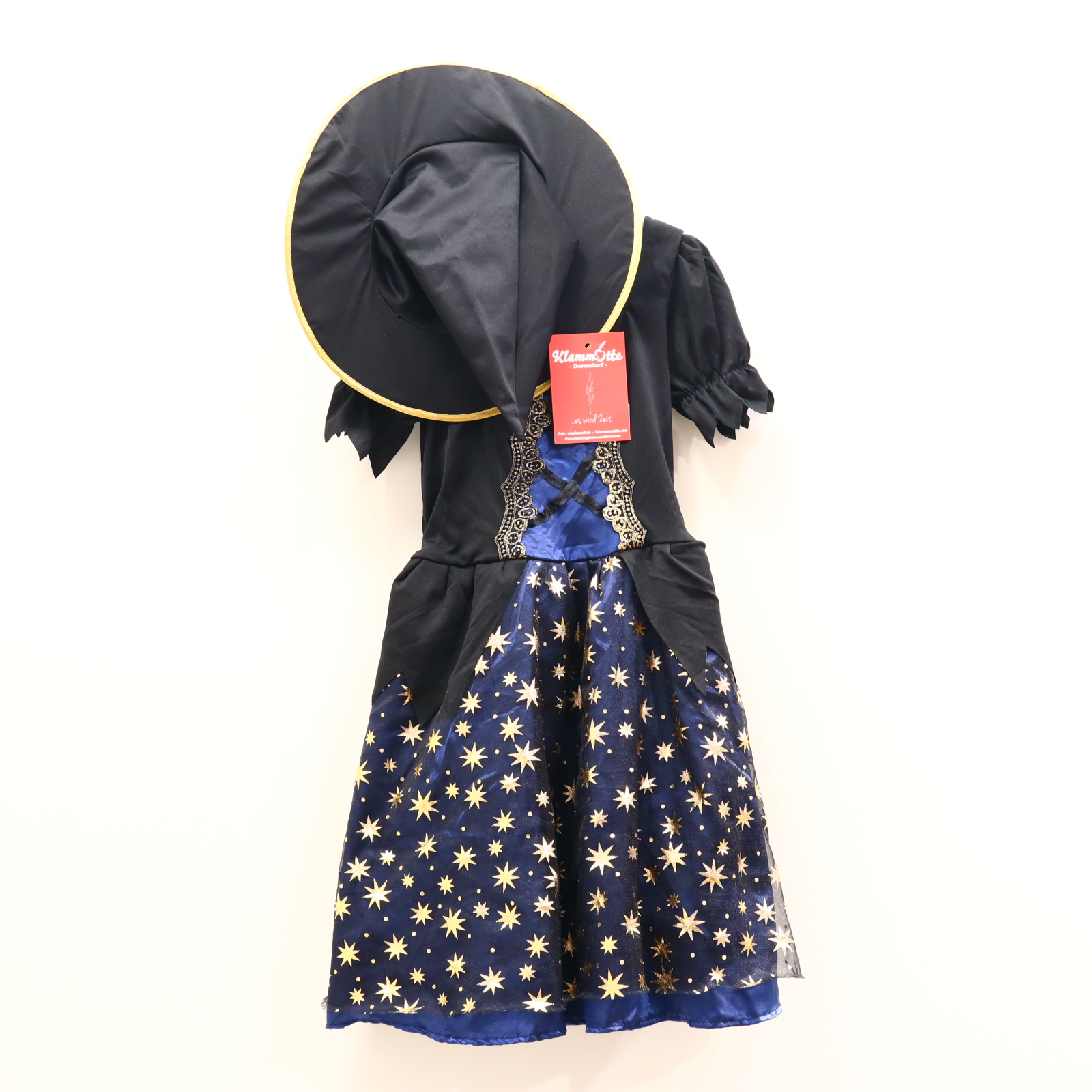 Karneval 140/146/152 Magier blau/gold/schwarz 2 Hut/Kleid