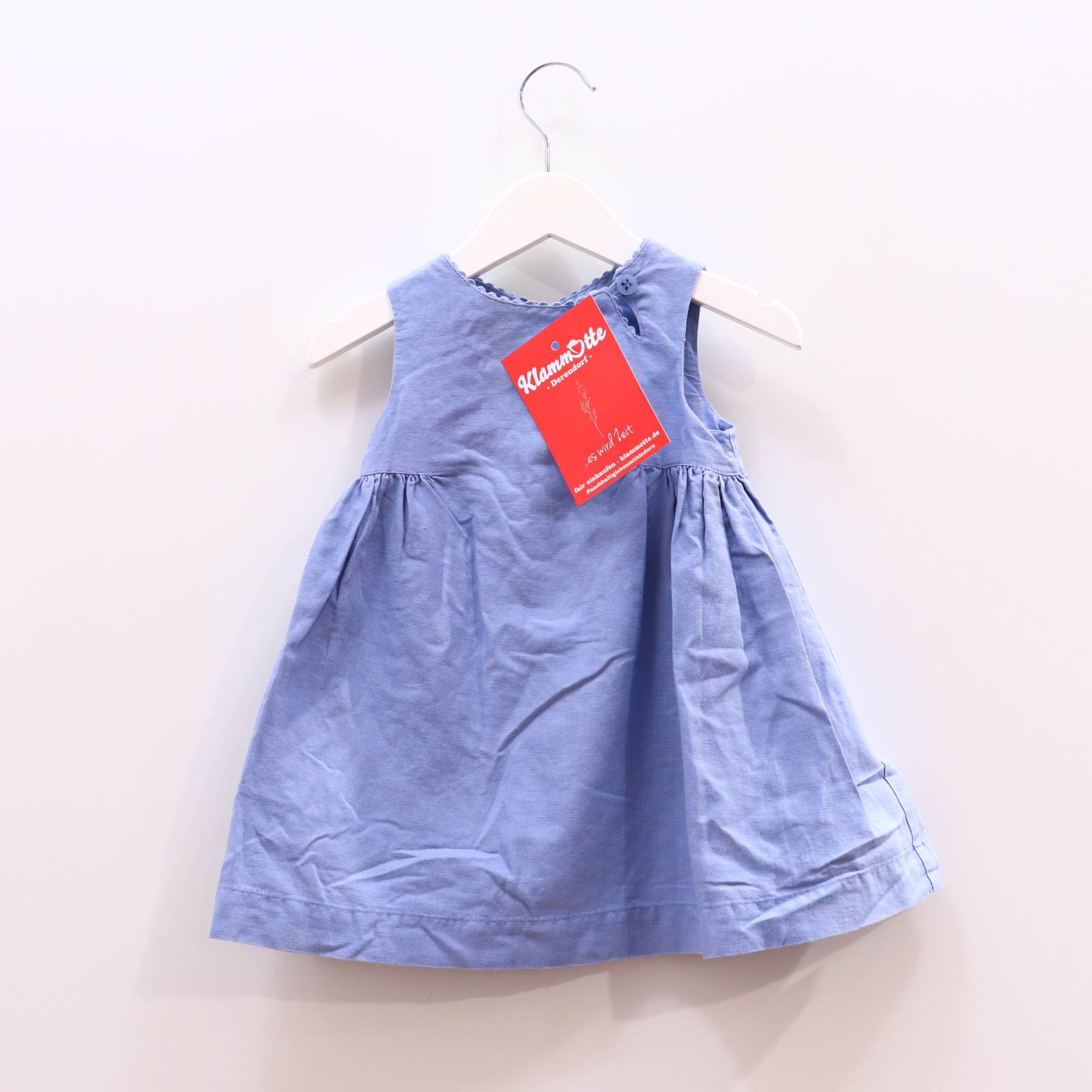 Kleider & Röcke CYRILLUS 74 blau Trägerkleid Baumwolle/Leinen