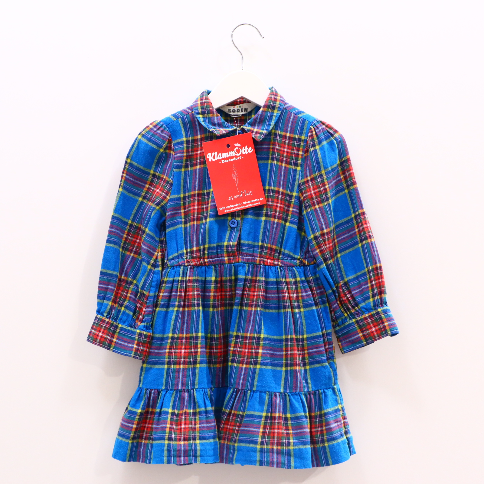 Kleider & Röcke mini Boden Baumwollkleid/Blusenkleid/Flanellkleid 98 bunt gestreift Baumwolle Knopfleiste