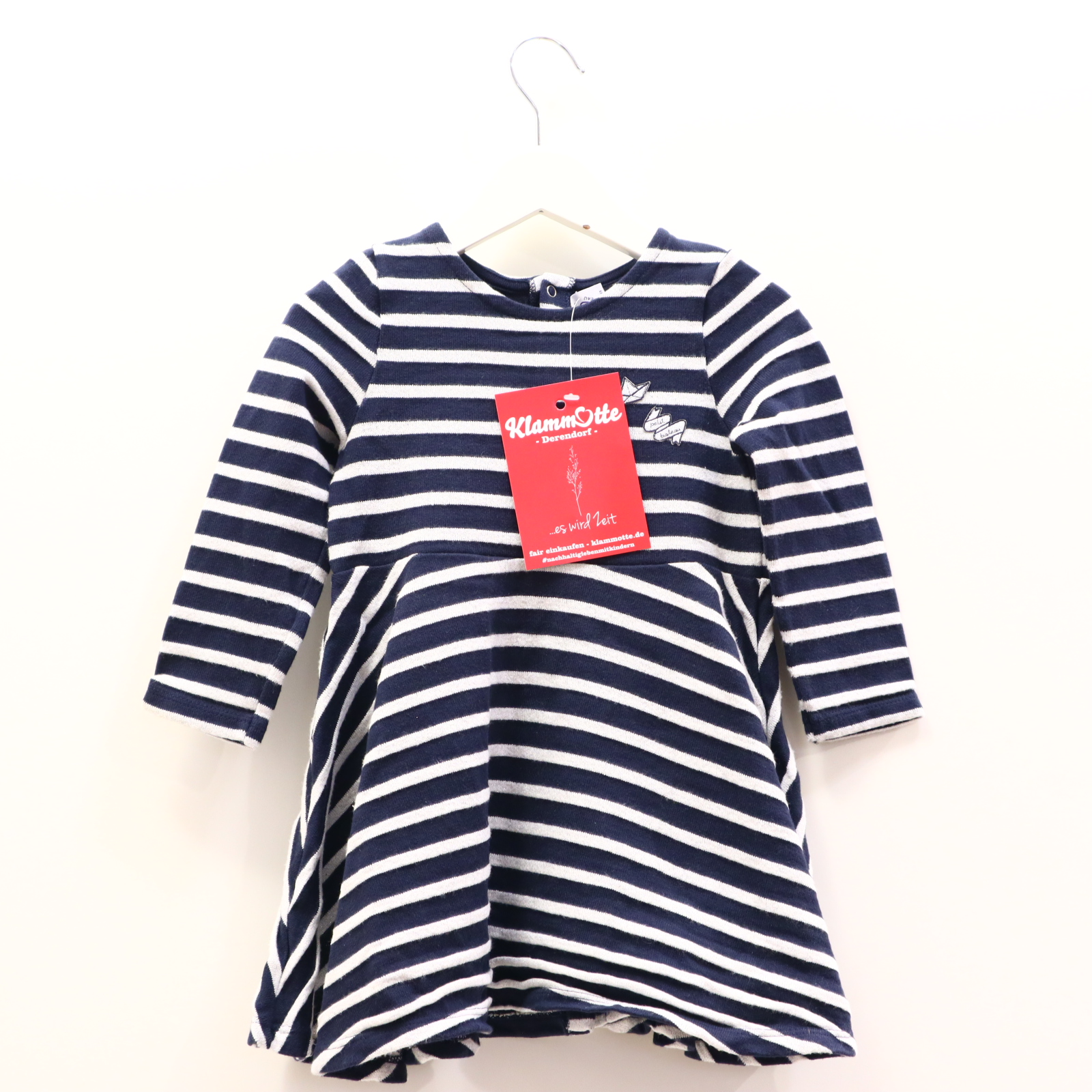 Kleider & Röcke PETIT BATEAU Sweatkleid 86 weiß gestreift/Glitzer/Logo Baumwolle/Polyamid/Polyester/Viskose Druckknopf/Knopfleiste