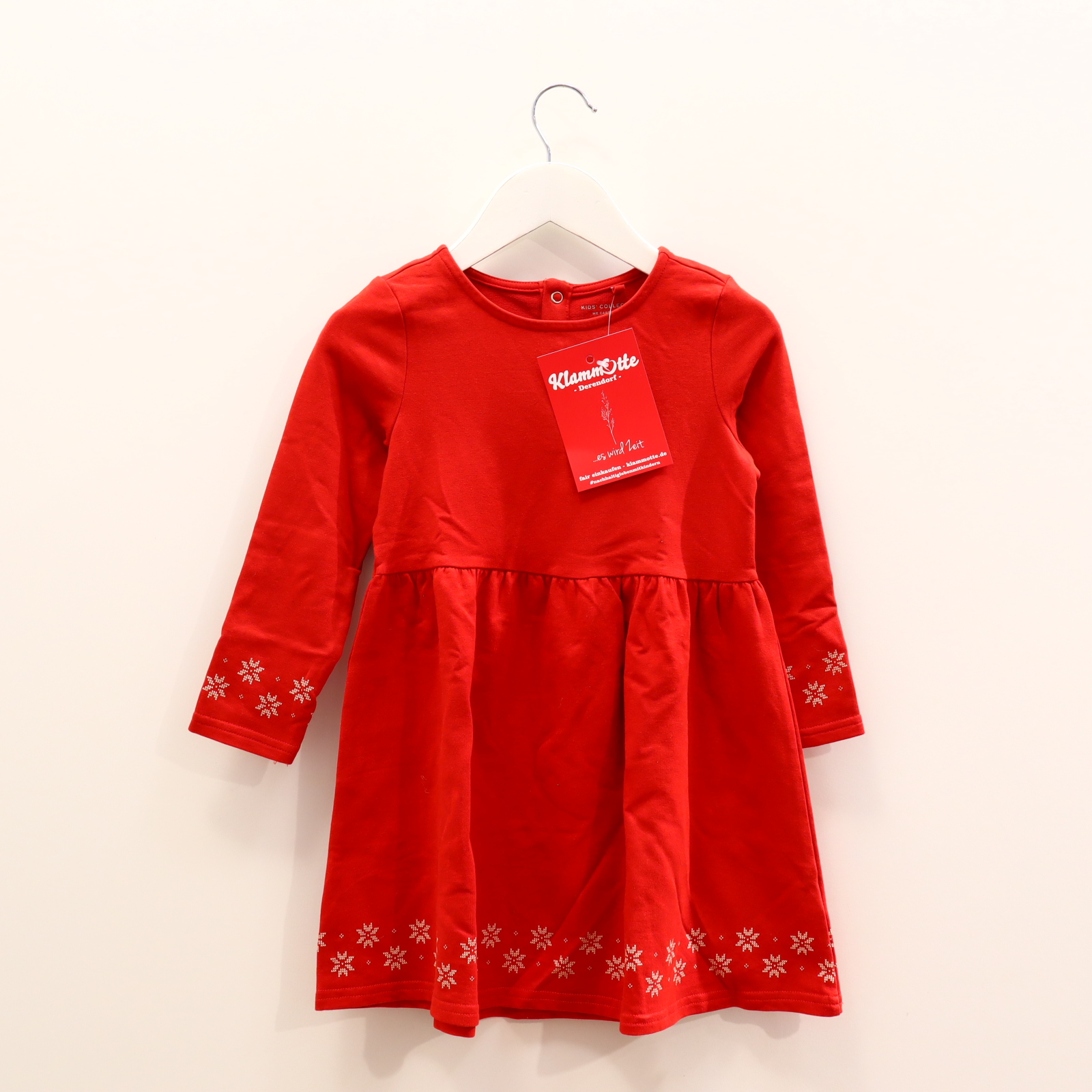 Kleider & Röcke TCM Sweatkleid 98/104 rot Print Bio-Baumwolle/Elastan/recycelter Polyester Druckknopf/Knopfleiste