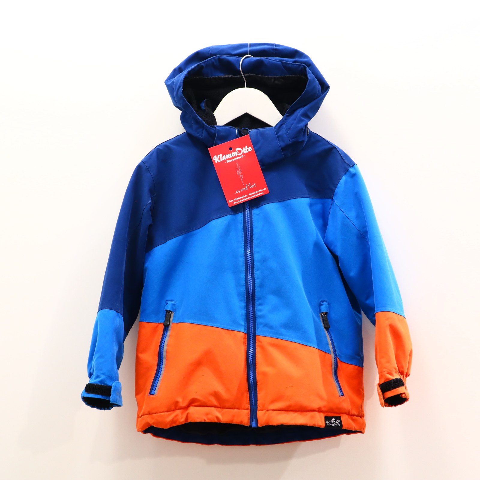 Jacke la Hobba 116 blau/orange Applikation/Logo/Print Anorak/Skijacke abnehmb. Kapuze Herbst/Winter