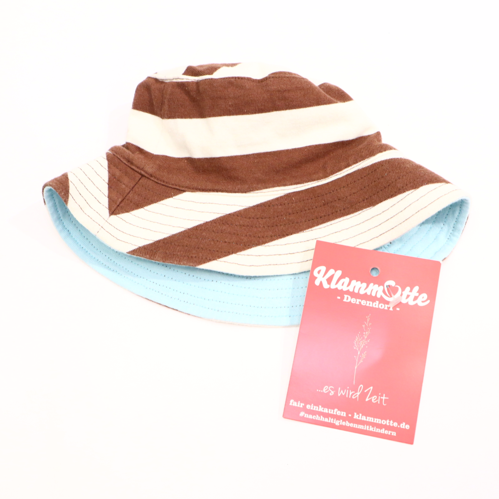 Oberteil mini Boden 68/74 braun/hellblau/weiß Sommerhut Baumwolle wendbar Frühjahr/Sommer