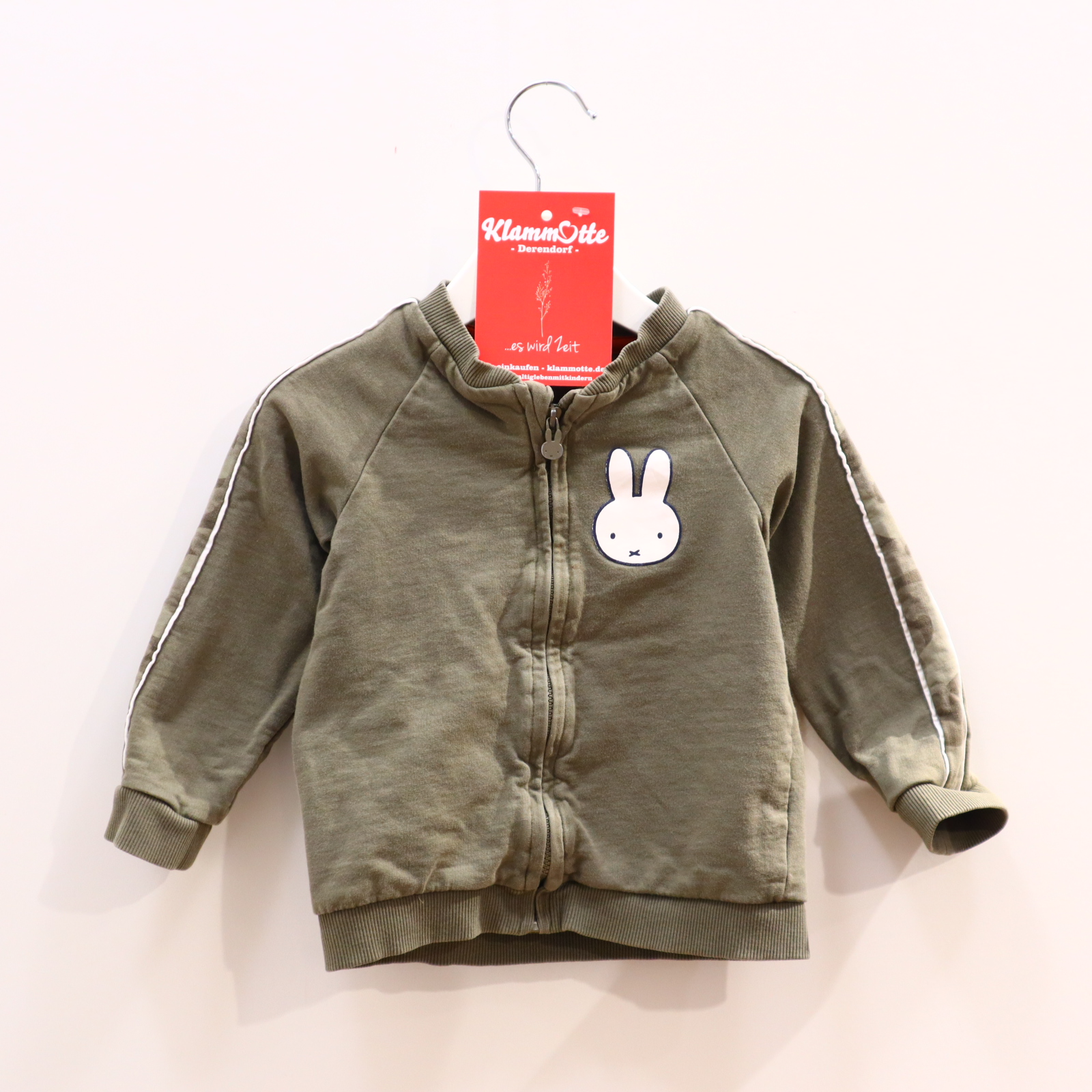 Oberteil C&A Gr. 92 Sweatjacke oliv Borde/Print miffy