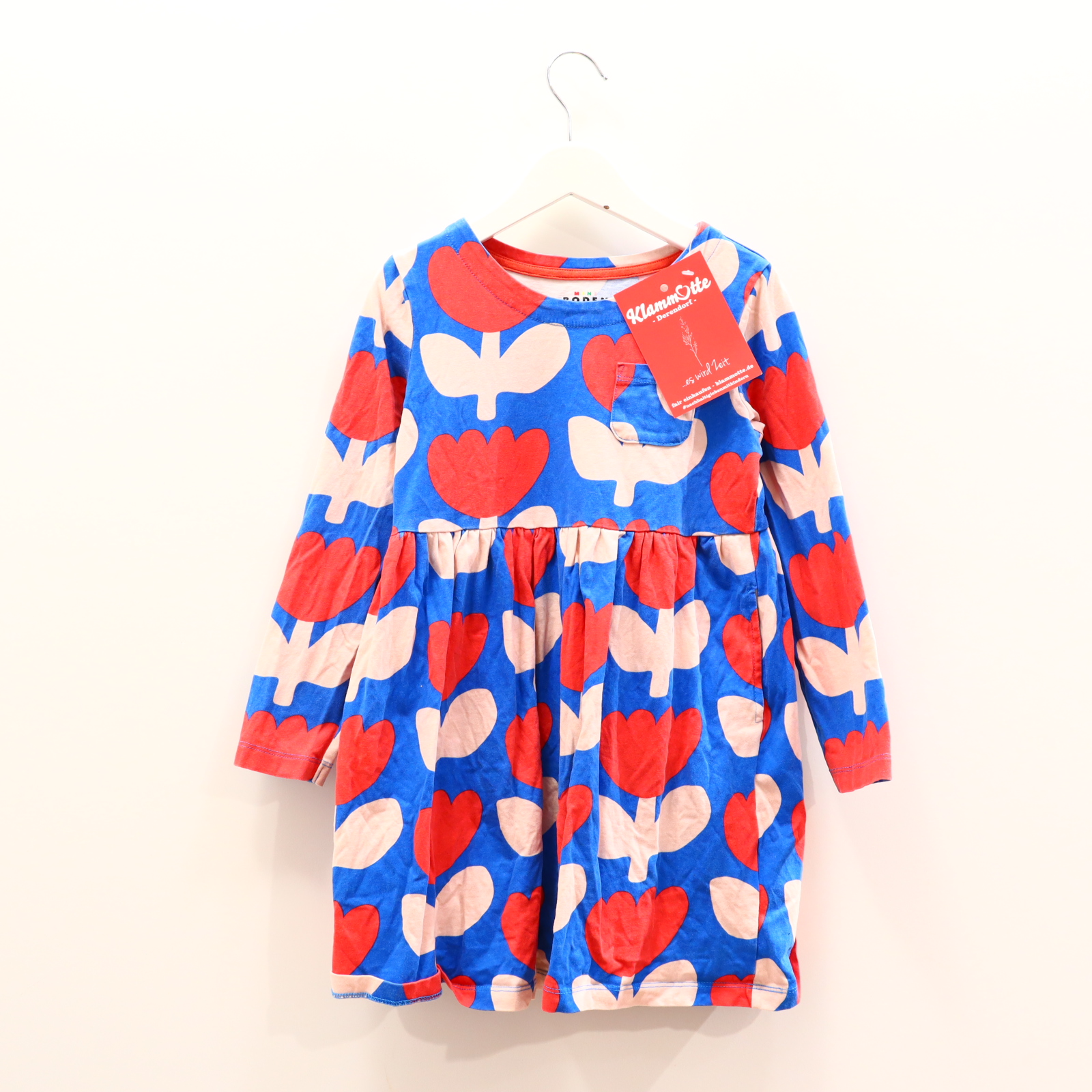 Kleider & Röcke mini Boden Jerseykleid 116/122 blau/rosa/rot Blumen Baumwolle