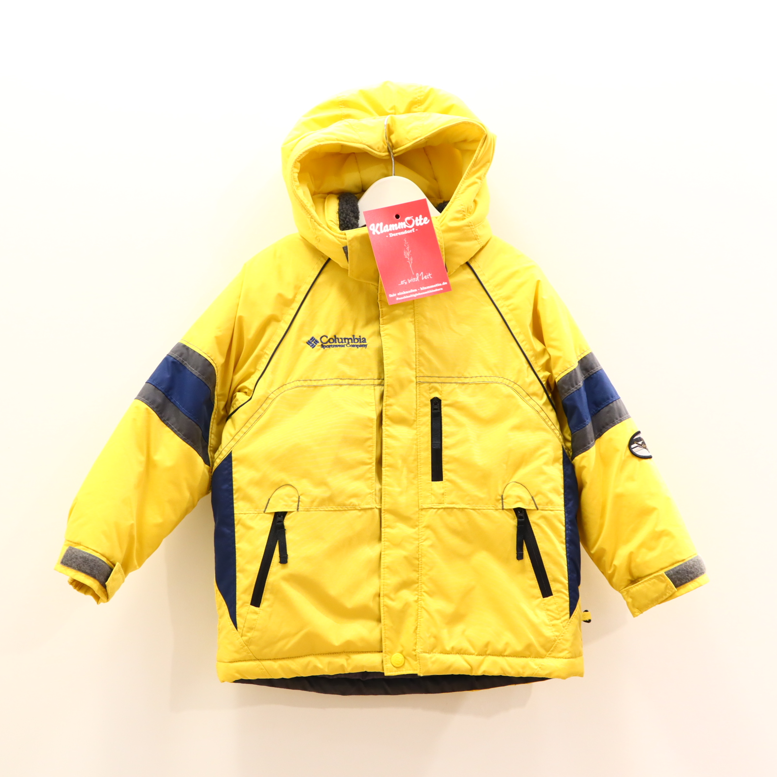 Jacke Columbia 104/110 gelb Applikation/Logo Anorak abnehmb. Kapuze Übergang/Herbst