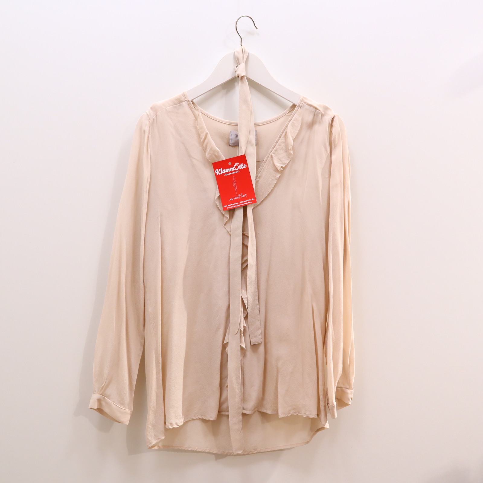 Bluse Seraphine 40 creme langarm Volants Seide