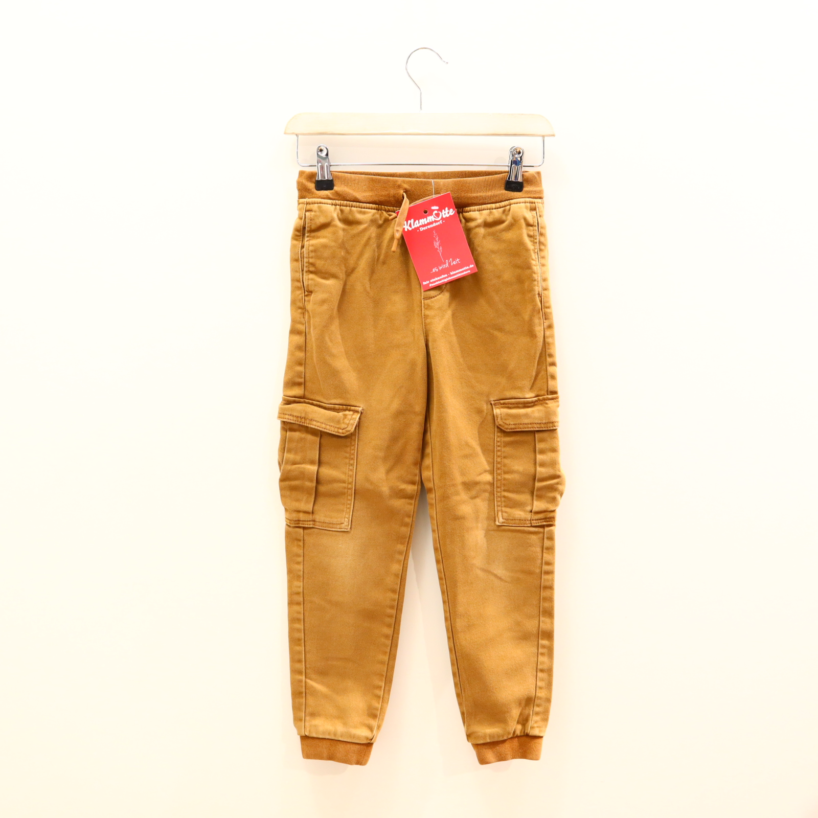 Hose H&M 128 Cargo/Jogger caramell Gummibandzug/Kordelzug Baumwolle/Elasthan/Polyester/Twill