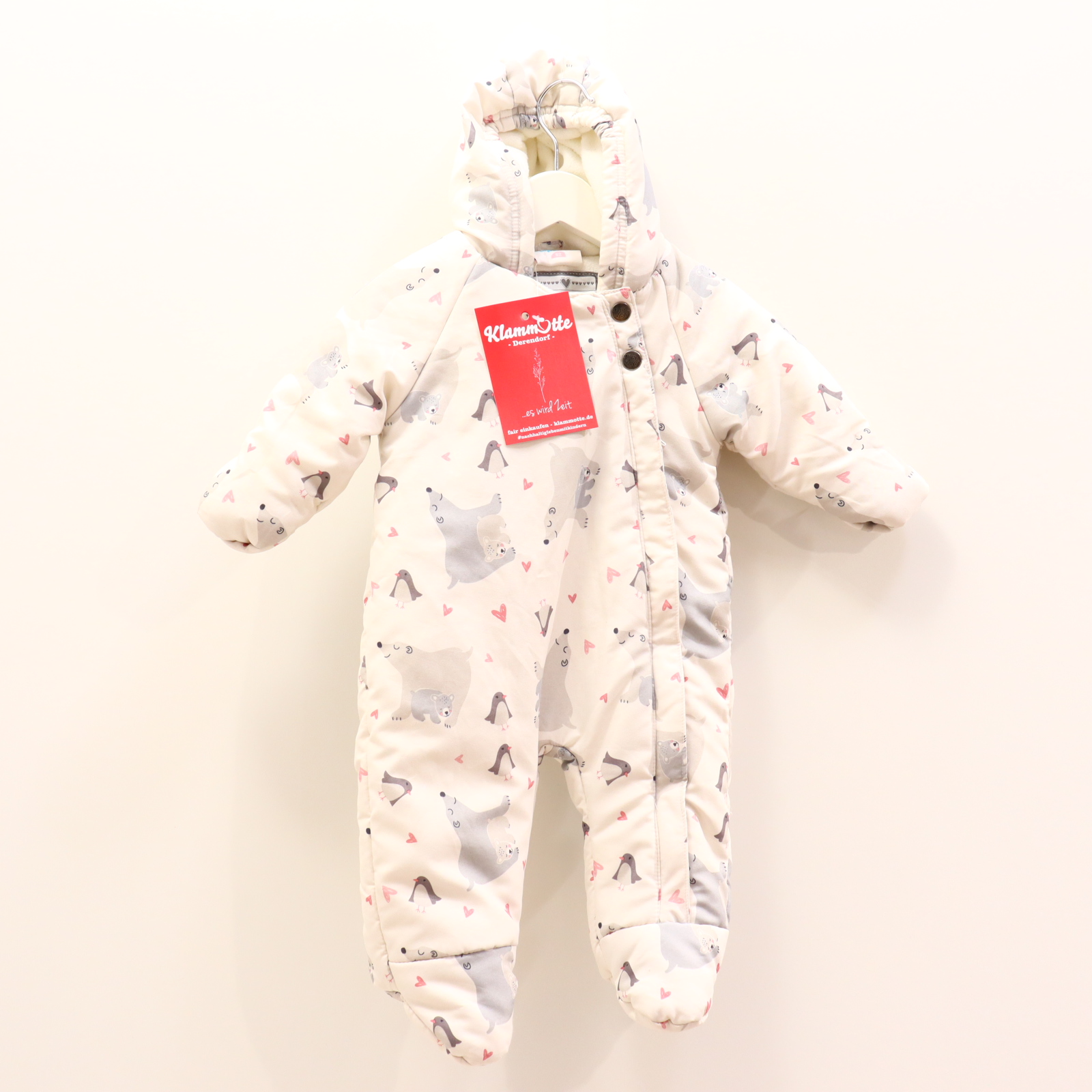 Jacken & Overalls Topolino Schneeanzug 62 grau/rosa/weiß Wendebündchen Alloverprint Fleecefutter