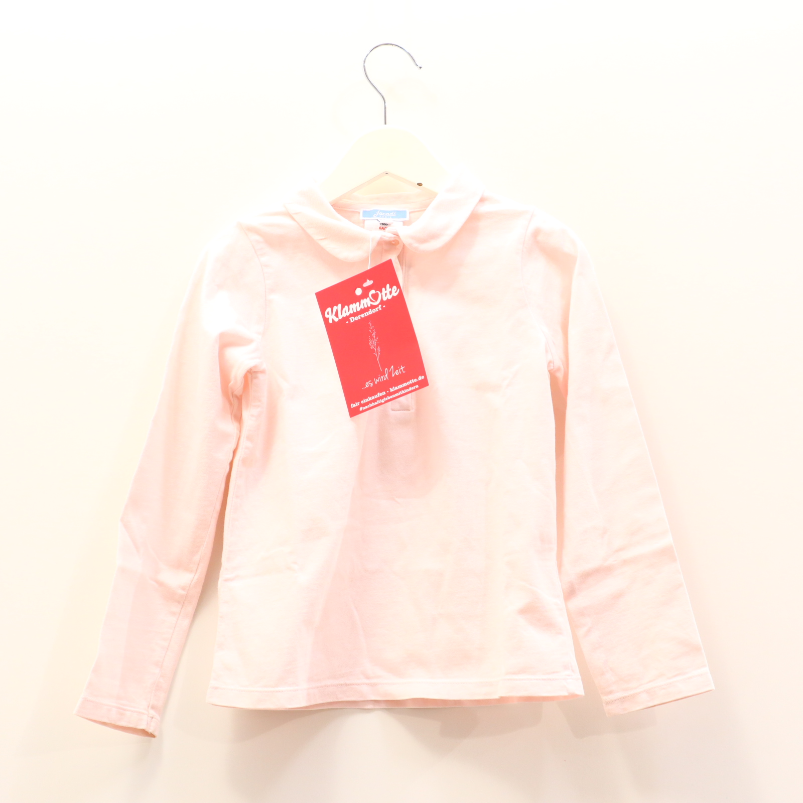 Oberteil jacadi 116 rosa langarm Shirt Baumwolle Bubikragen