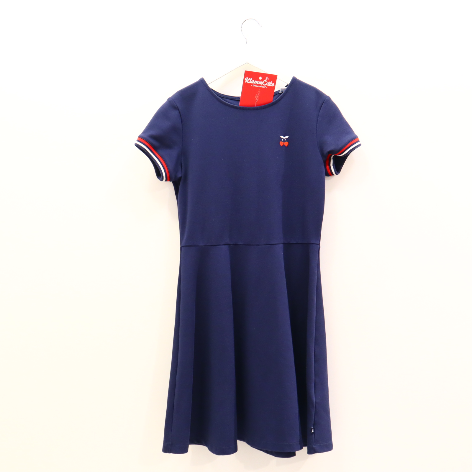 Kleider & Röcke Okaidi Skaterkleid 158 blau Stickerei Elastan/Polyester/Viskose Reißverschluß